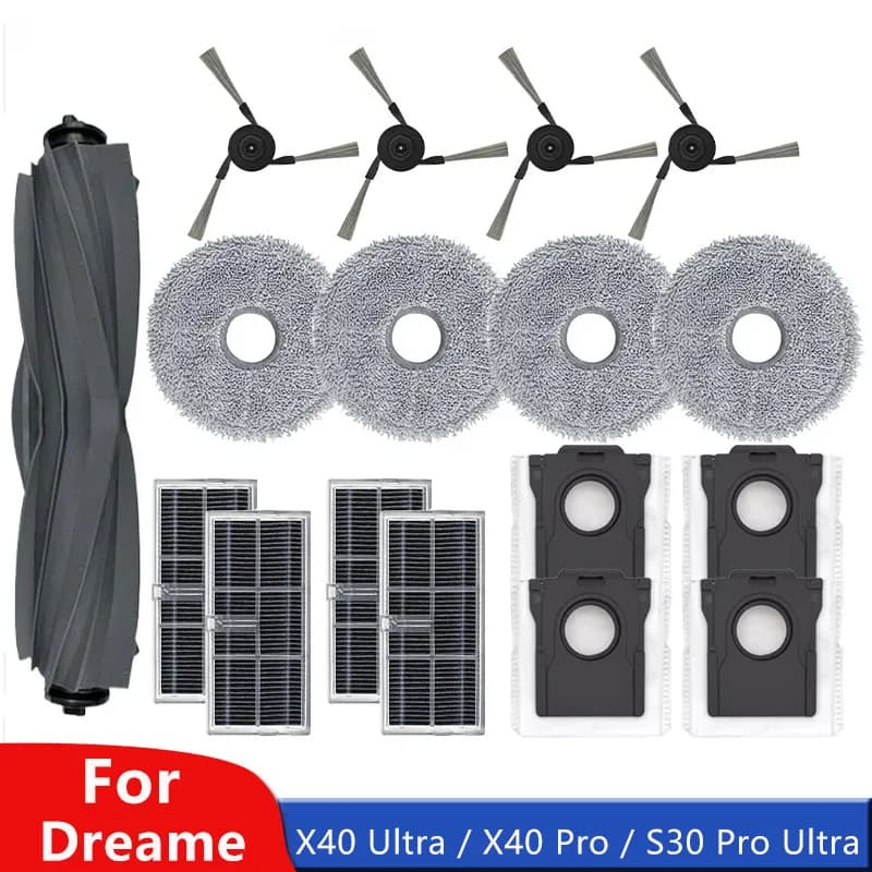 Per Dreame X40 Ultra / X40 Ultra Complete / X40 Pro / S30 Pro Ultra Robot Aspirapolvere Spazzola Principale Mop Filtro Hepa Sacchetto per la Polvere