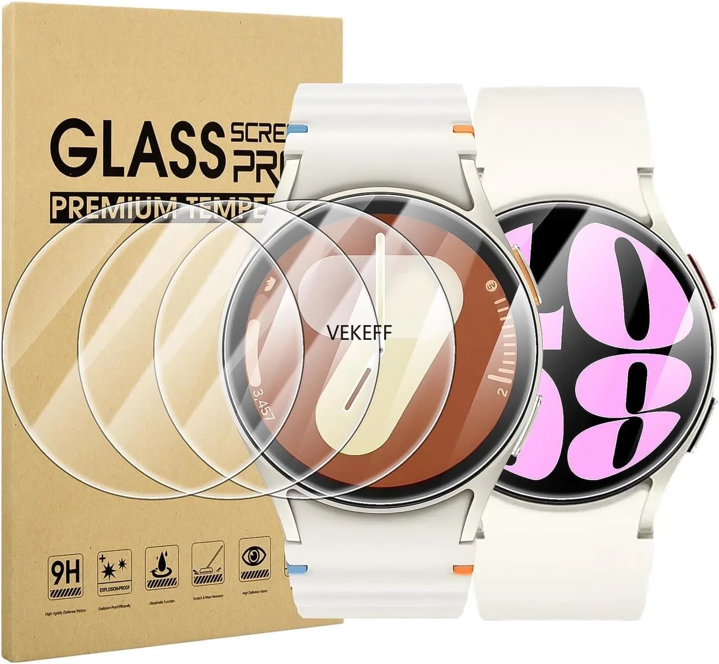 Confezione da 4 proteggi schermo in vetro temperato per Samsung Galaxy Watch 40 mm compatibili con i modelli 7/6/5/4
