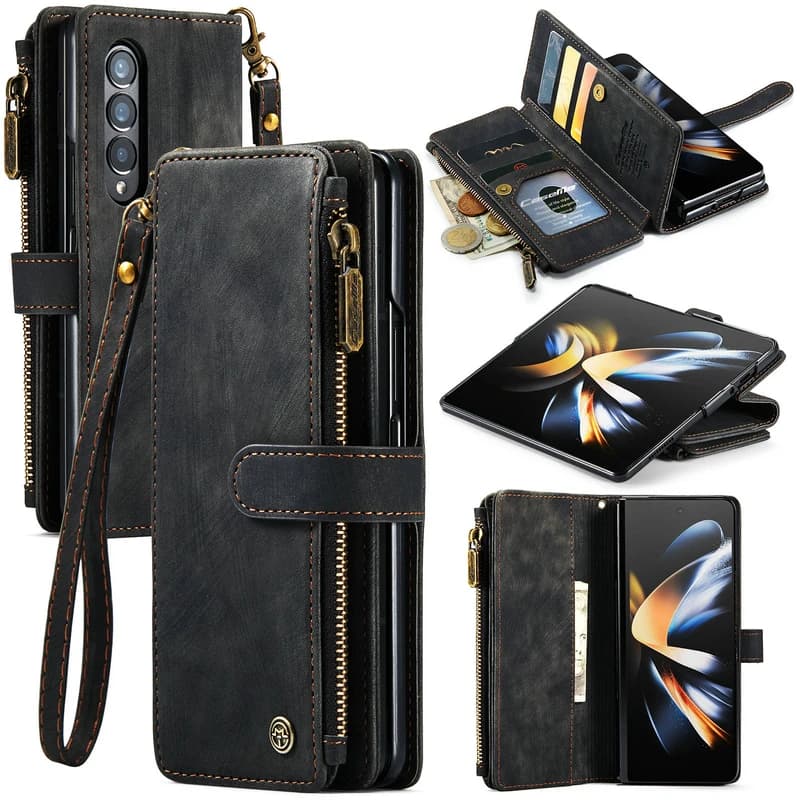 Busniess Zipper Wallet Case For Samsung Z Fold 7 6 5 4 3 phone case For samsung S23 Ultra S22 Plus S21 FE S20 A13 A53 A54 case