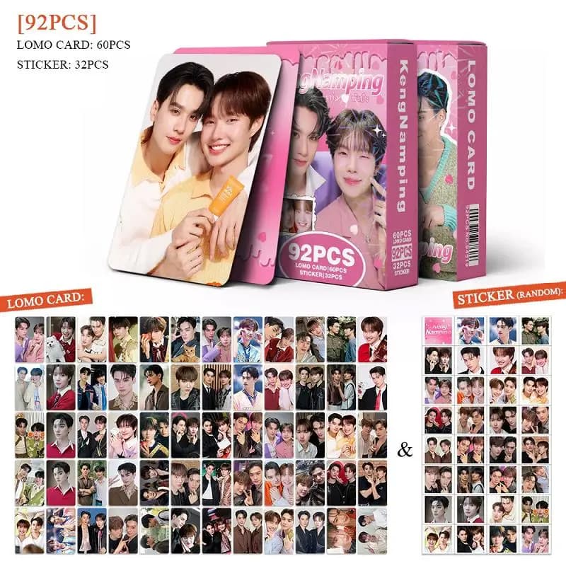92Pcs Thai Star KengNamping Laser Lomo Cards Set - HD Drama CP Keng & Namping Photocards with Mini Stickers Collectible Items