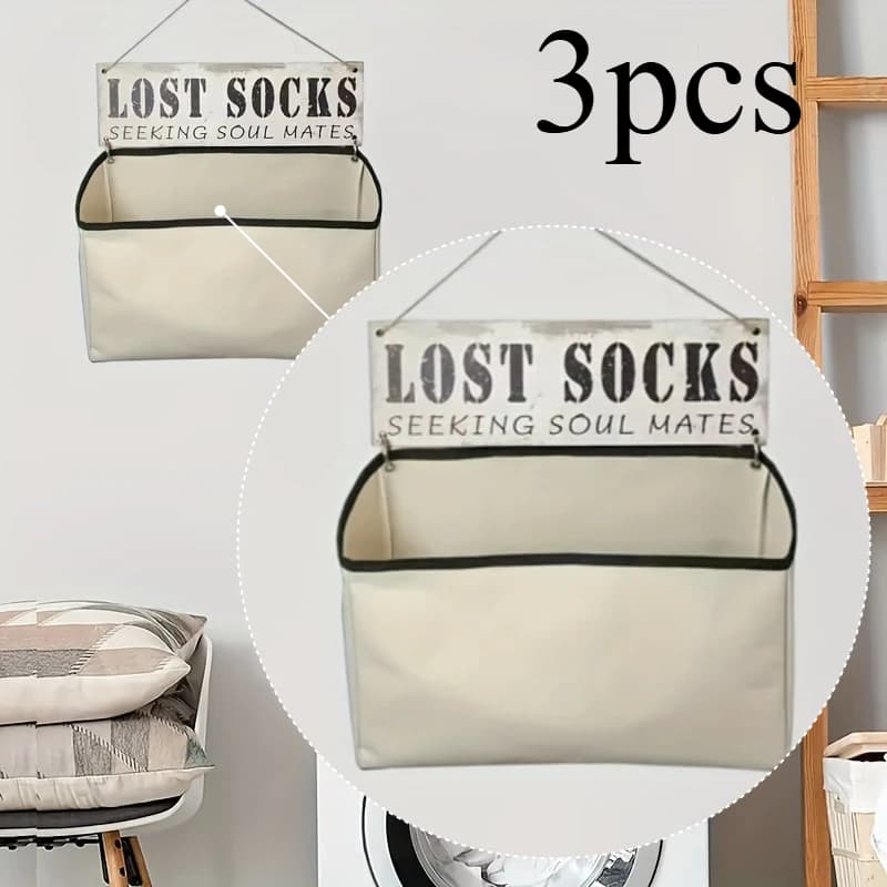 3pcs Laundry Lost Socks Bag Wall-Mounted Organizer - Keep Your Laundry Room Clutter-Free And Easily Find Your Missing Socks