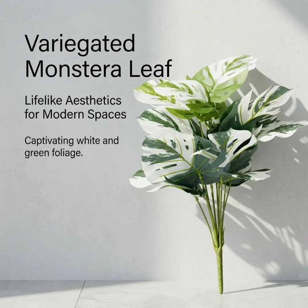 Artificial Plant Large 55cm Green Plastic, Palm Finta with 12/18 Sheets, Fai-da-Te Sweat Plant for Wall Decoration