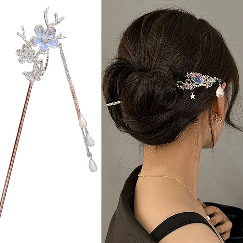 Chinese Style Hair Stick Hair Needle Moonstone Jewelry Suitable Daily Party Wear Women's Romantic Hair Clip Accessories