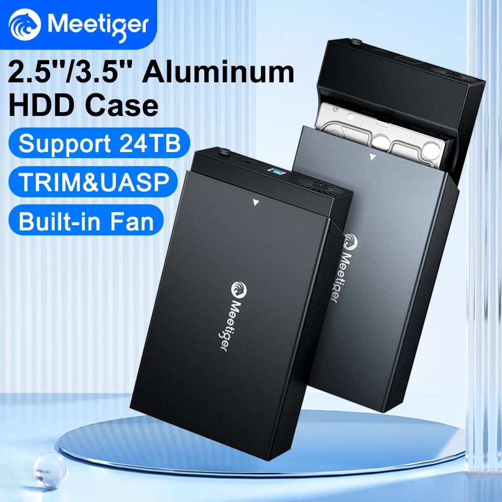 Meetiger Custodia per HDD da 2,5 3,5 pollici USB 3.0 a SATA Lettore per disco rigido esterno Custodia per disco rigido Adattatore ad alta velocità per PC portatile