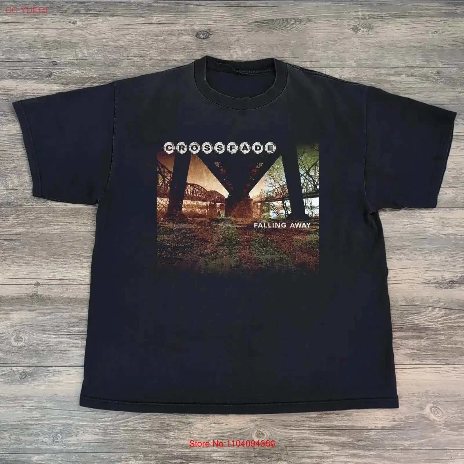 T-shirt in cotone nero Crossfade Band Falling Away, taglie dalla S alla 5XL, vintage, lavato, elasticizzato, alla moda, casual, leggermente traspirante