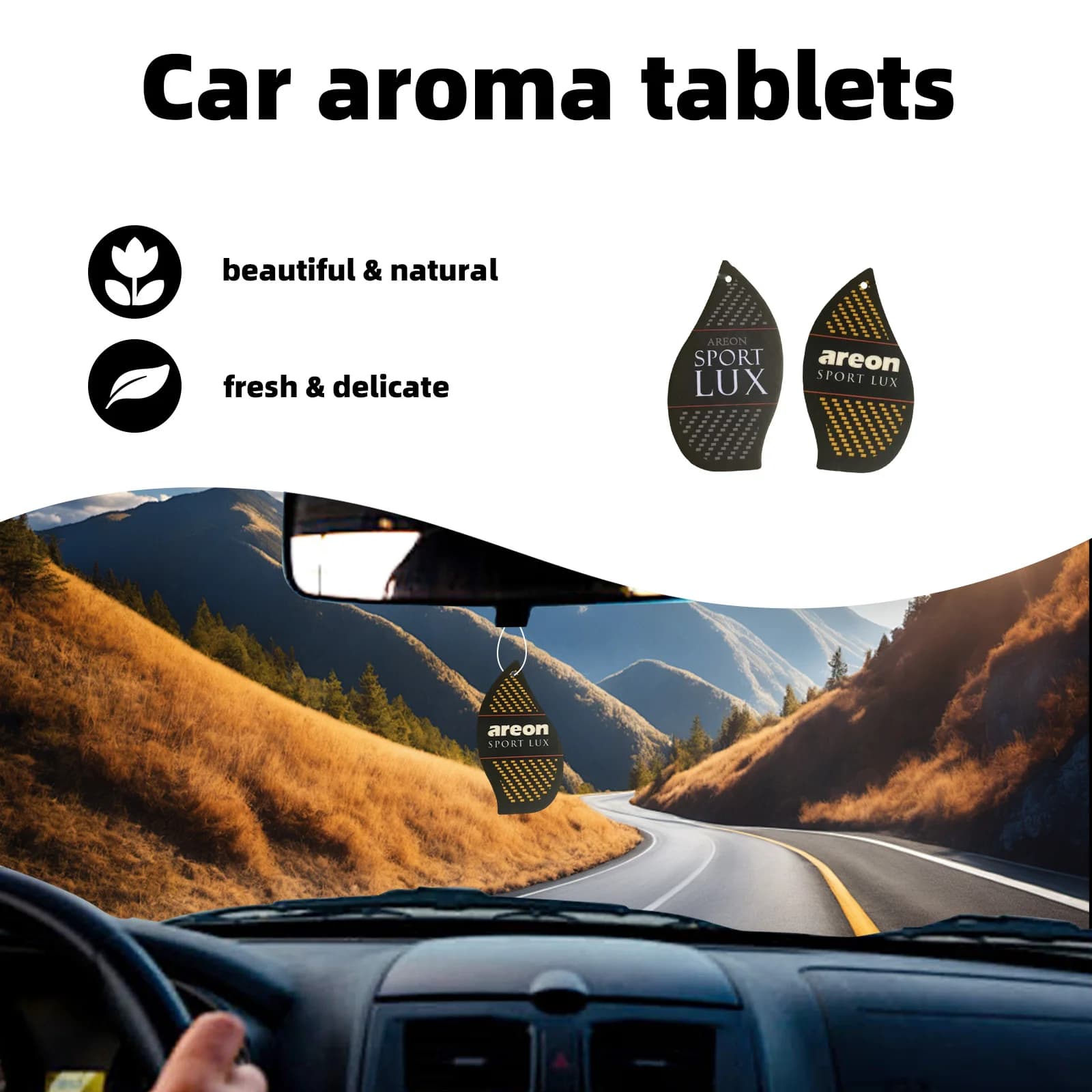 Deodorant for Auto Areon Sport Lux, Mix of 3 Perfumes (Silver, Platinum, Gold) - Long-term fragrance from Hanging