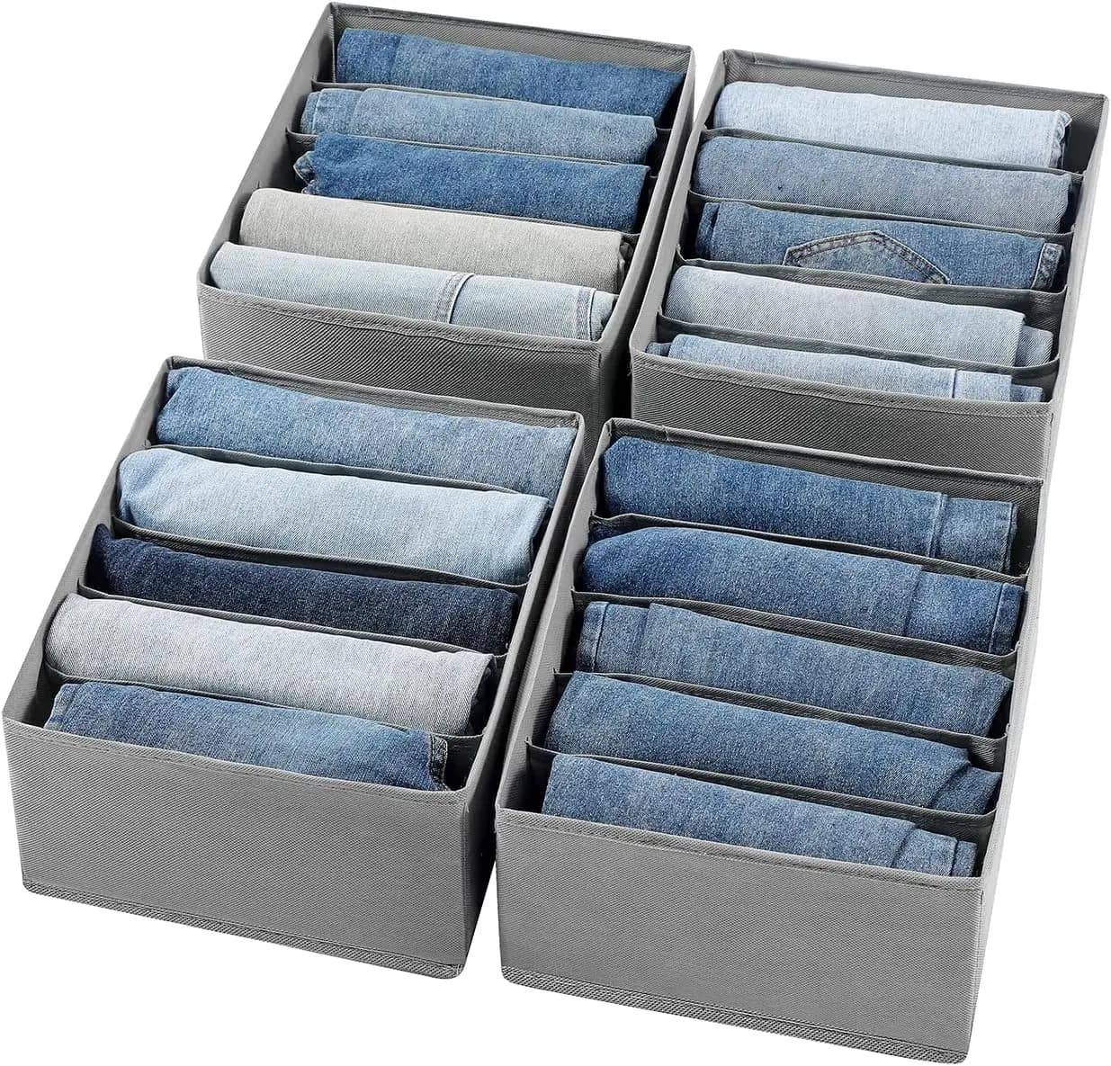 Organizer for Clothes Washable at 5 Departments for Jeans, Pants, Leggings and T-Shirt - Box Holders Grigia