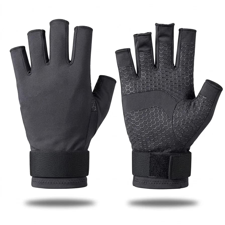 Adjustable Half Finger Compression Gloves, Breathable Non-Slip Wrist Support Gloves for Work, Arthritis,Sports & Daily Wear