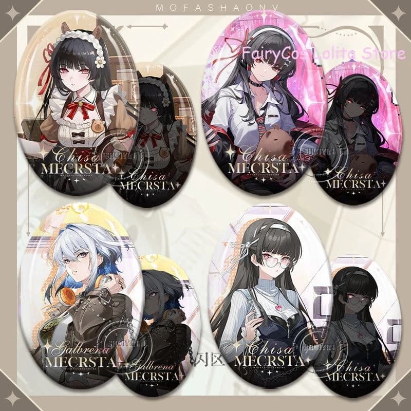 Anime lliptical Badge Wuthering Waves GALBRENA CHISA Spilla riflettente Spilli Cartoon Itabag Bedge Ciondolo Raccogliere