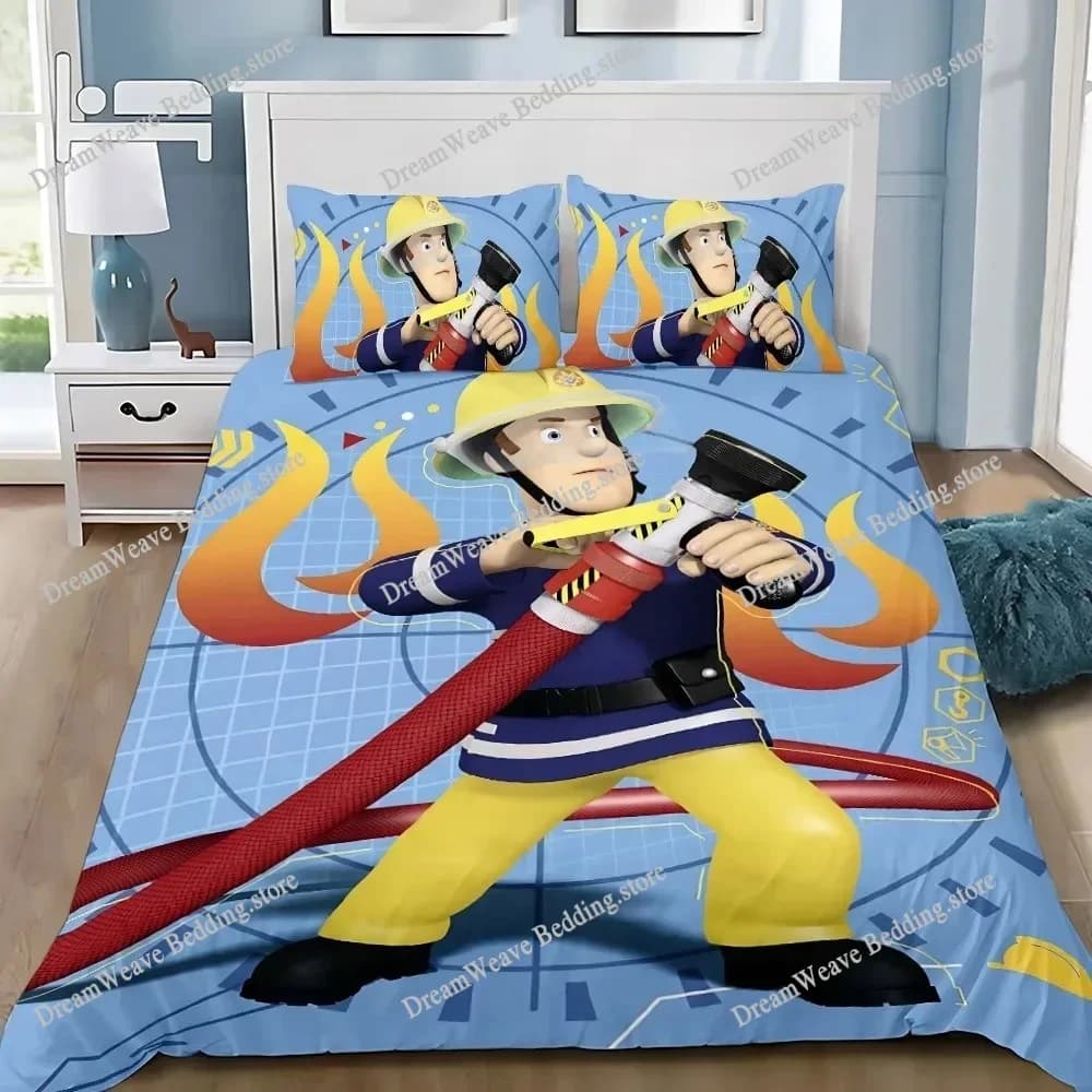 Copripiumino Firemans Sam 3D, Set di Biancheria da Letto con Stampa Digitale di Cartoni Animati, Decorazione per Casa e Camera da Letto, Regalo per Ragazzi 96