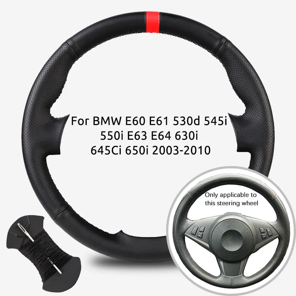 Coprivolante per auto in pelle microfibra per BMW E60 E61 530d 545i 550i E63 E64 630i 645Ci 650i 2003-2010 Volante Wrap