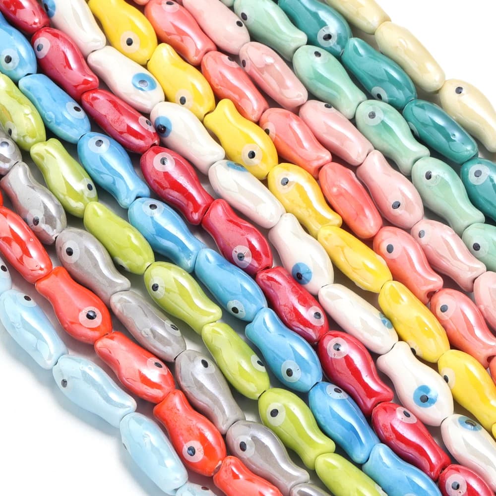 10 pz/lotto Carino FIsh Forma Perline Perline di Ceramica Colorate Perline Sparse Per La Produzione di Gioielli FAI DA TE Collana Bracciali Accessori Regalo