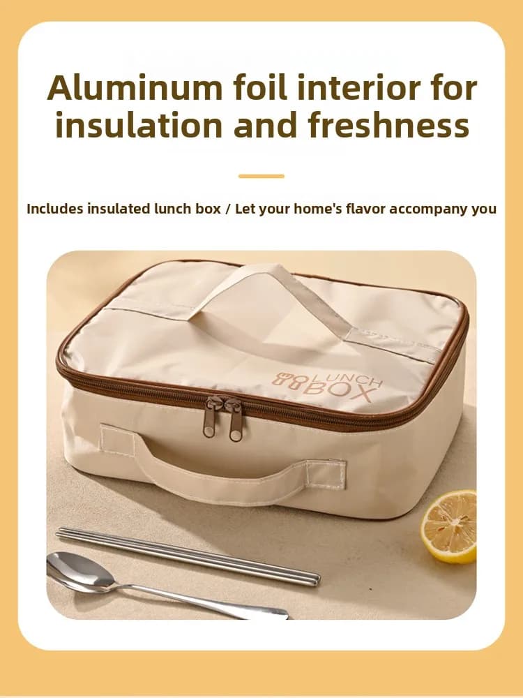 Borsa Termica Impermeabile Rinforzata per Pranzo, Contenitore Portatile per Alimenti con Manico per Studenti e Lavoratori d'Ufficio, con Utensili da Pranzo