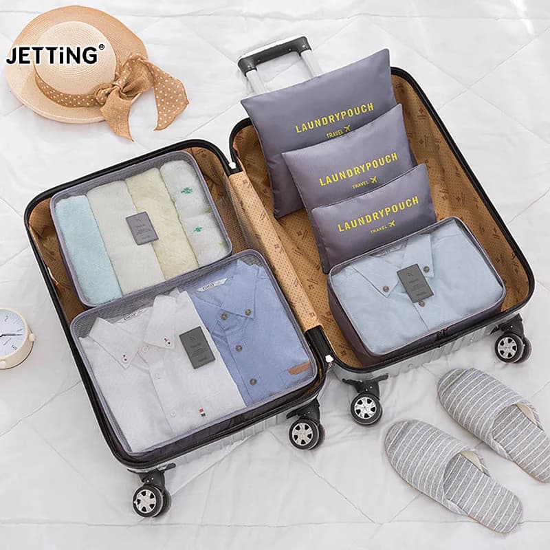 6 In 1 Travel Organizer Laundry Pouch Travel Luggage Bag Clothes Organizer Set