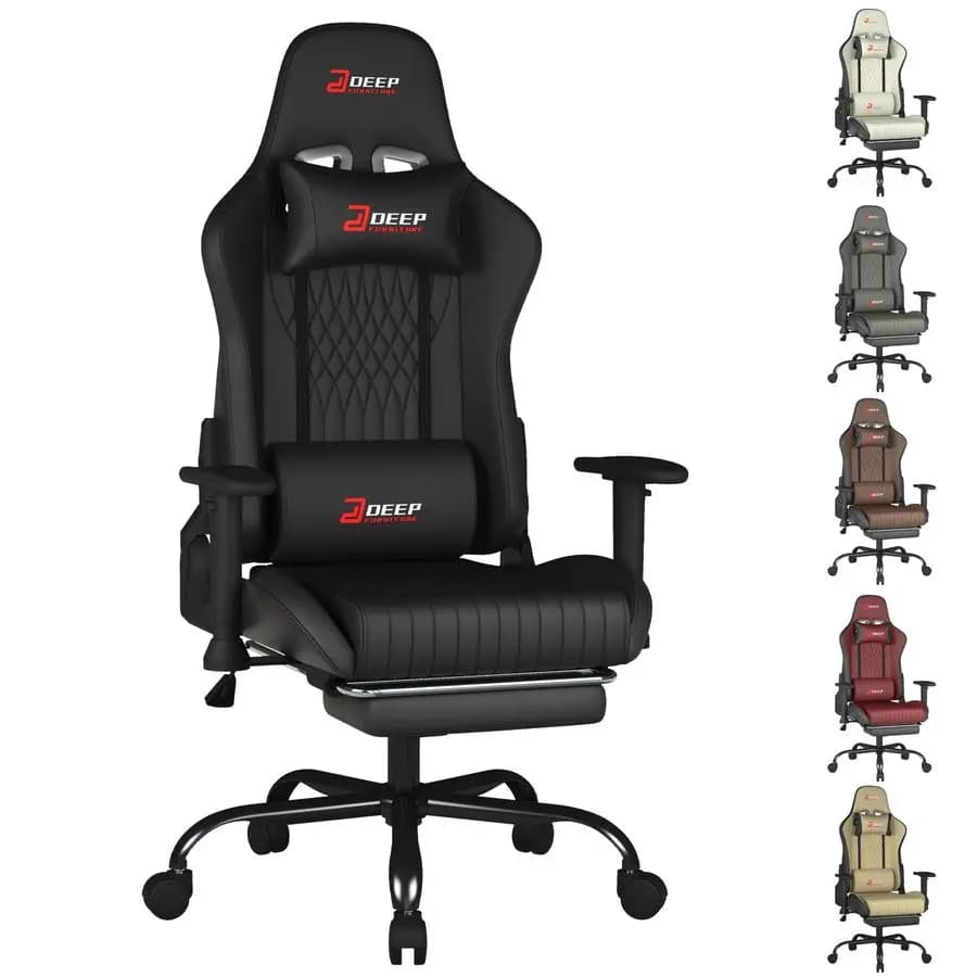 Sedia Silla Gamer Sedia da ufficio ergonomica, materiale PU Texture fine, gioco confortevole, postura sicura.1002Nero