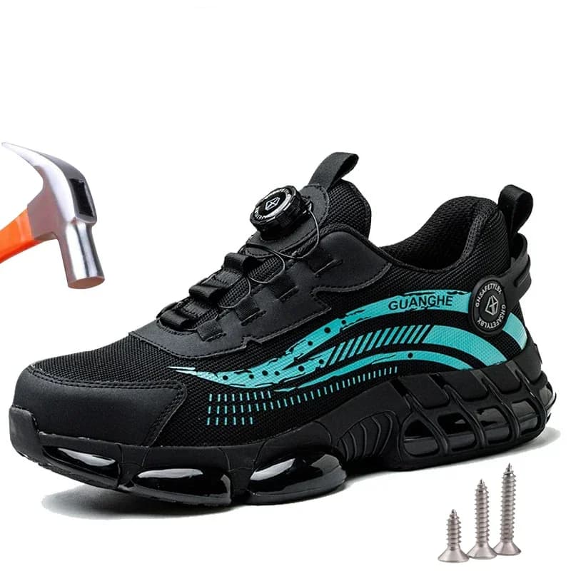 Scarpe da lavoro da uomo Scarpe da ginnastica da lavoro con fibbia rotante Scarpe protettive Scarpe antinfortunistiche con punta in acciaio antiforatura industriale