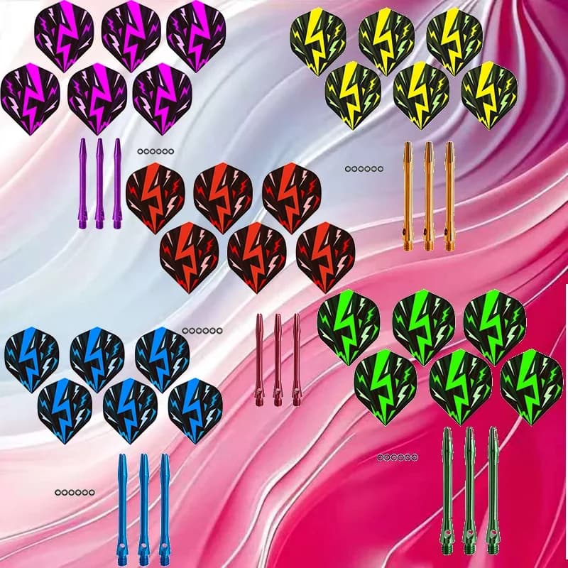 6 pezzi di freccette volti foglie di coda di piume con 3 pezzi aste di freccette in alluminio 6 pezzi set di accessori per freccette con O-ring per freccette con punta in acciaio