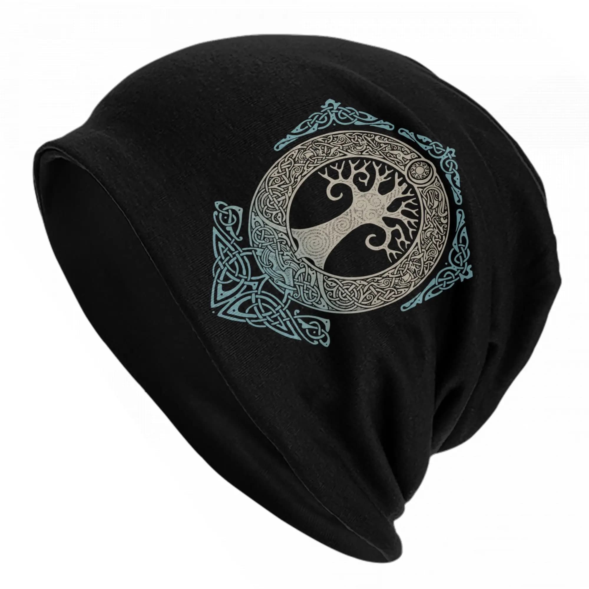 Valhalla Odin Yggdrasil Tree of Life Bonnet Hat Cool Ski Skullies Beanies Hat Hot Elastic Thermal Hat for Men and Women