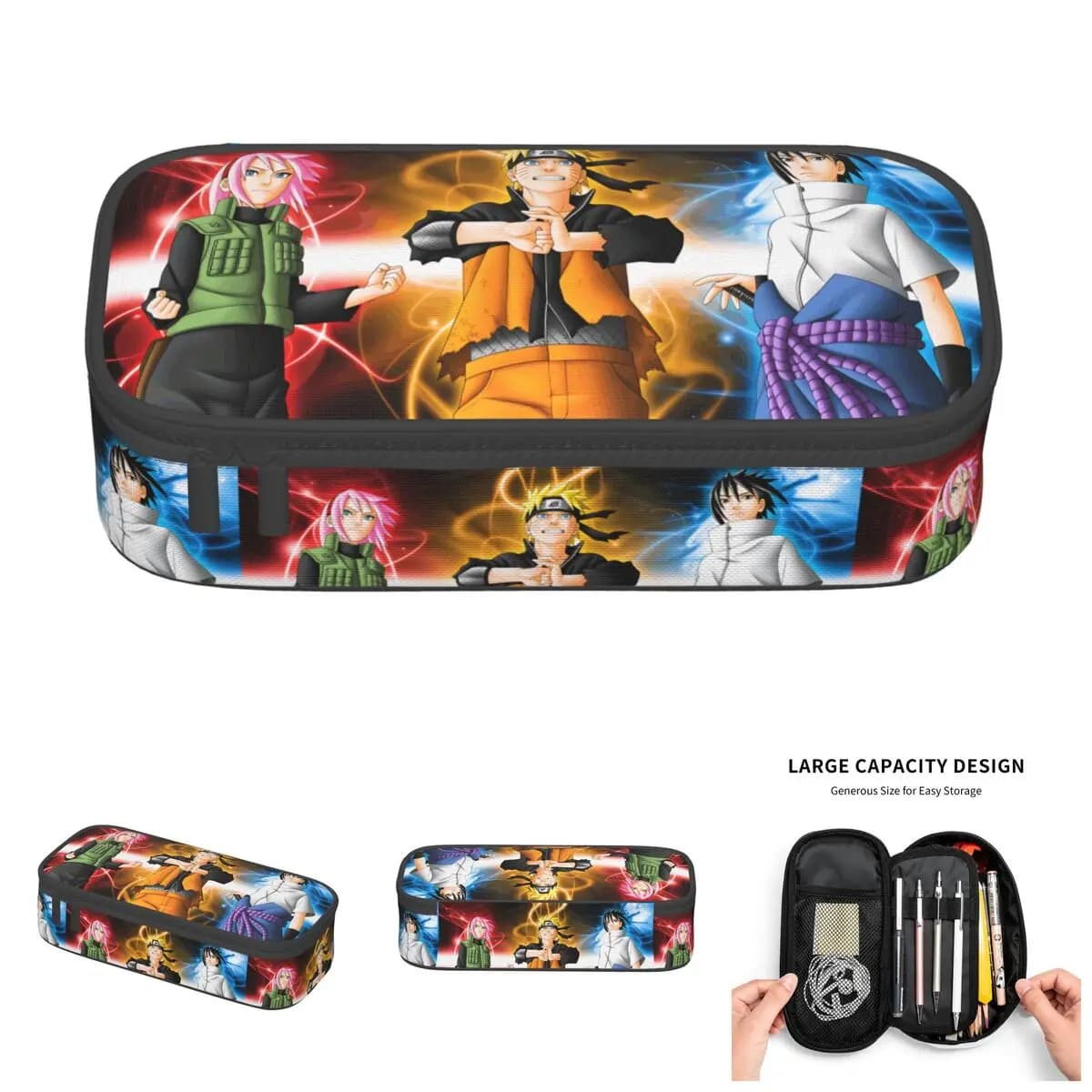 Astuccio Naruto Uzumaki Sasuke Uchiha per ragazze e ragazzi, astuccio porta penne Sakura Haruno, astuccio per cancelleria