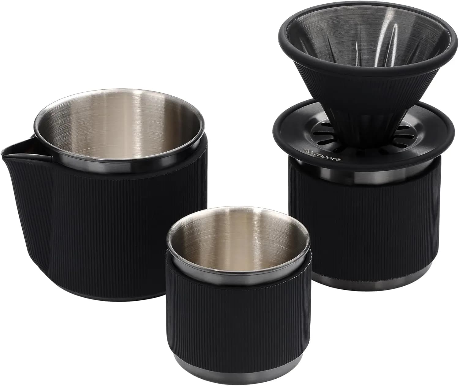 Set portatile per caffettiera, gocciolatore 2 in 1 con tazze e custodia in acciaio inossidabile da viaggio