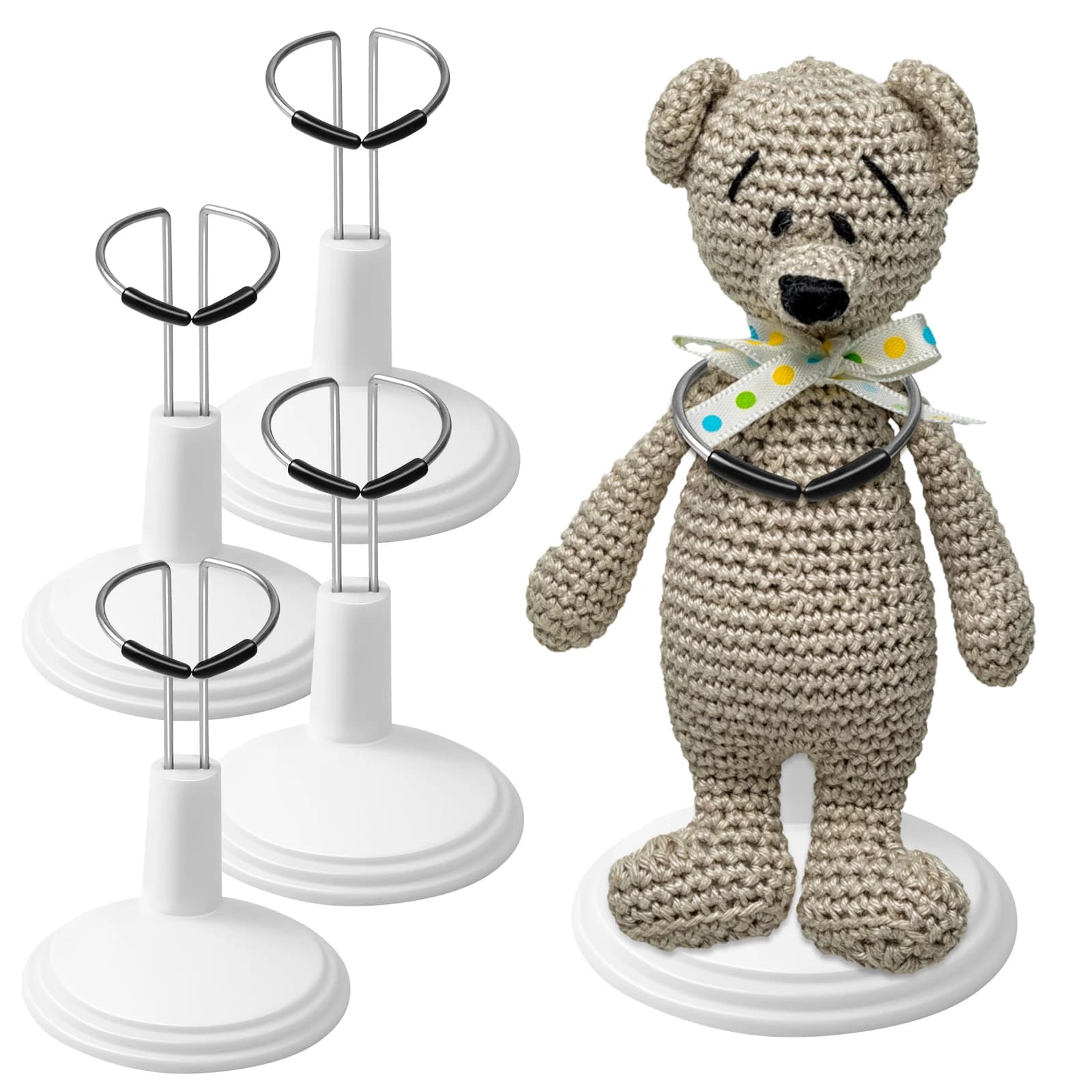 Supporto per orsi portatile da 4 pezzi, portaoggetti per bambole alla moda per la casa, bianco, 10 cm, 30 cm