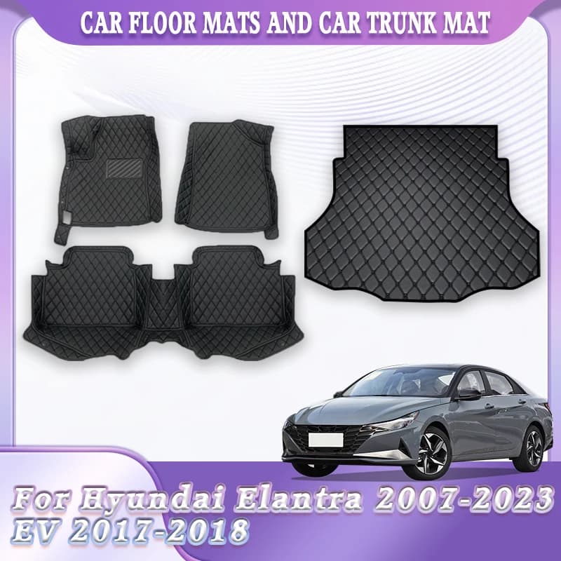 Misura su misura per Hyundai Elantra 2007-2023 / EV 2017 2018 Rivestimenti per pavimenti per auto Tappetino per carico posteriore Combo Accessori per auto durevoli impermeabili