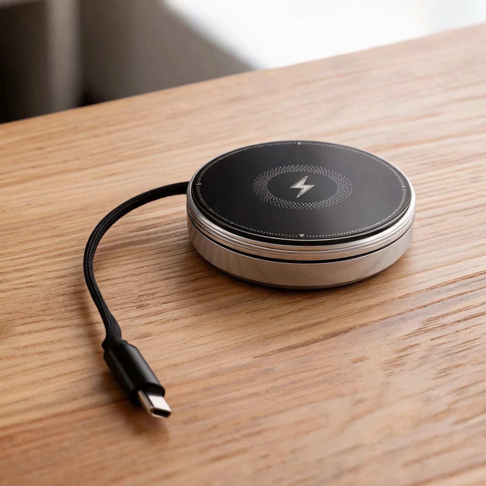 Stazione di Ricarica Wireless 3-in-1 Portatile con Supporto Magnetico per Telefono e Cavo Retrattile per Smartphone, Smartwatch e Auricolari