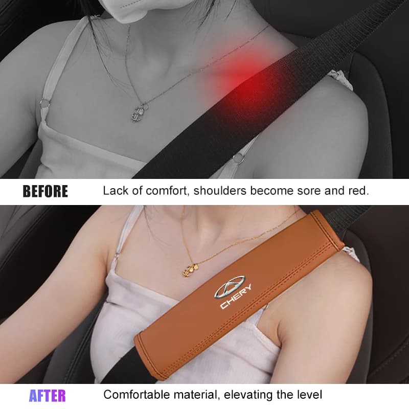 For Chery Tiggo 3 4 5 7 Pro 8 Plus Arrizo 7 GX 5x EQ7 Fulwin 2 Leather Car Seat Belt Cover Safety Belt Shoulder Protection Pads