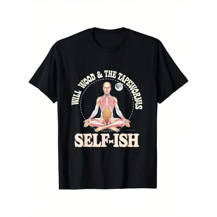 【Nuovo arrivo】 T-shirt nera casual con stampa artistica dell'album Will Wood & The Tapeworms Self-Ish