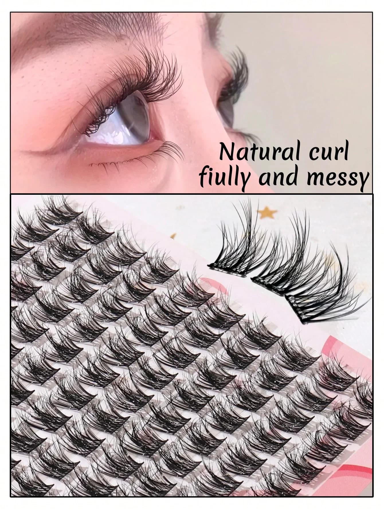 Ciglia finte morbide e naturali a 10 file, stile Lazy Trilogy, effetto fumetto, morbide e naturali, a ventaglio, per un look carino e delicato