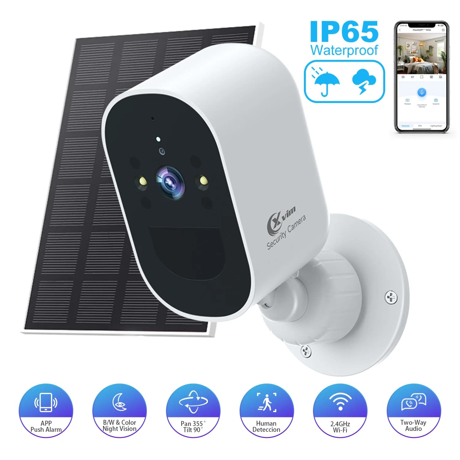 XVIM 2MP AI Rilevazione umana Baby Monitor Telecamera elettronica Visione notturna Telecamera subminiatura di sicurezza esterna solare 2.4GWifi