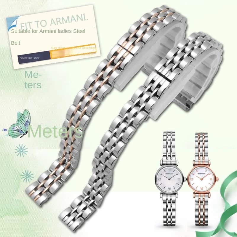 10mm Small Size Watch Chain for Armani AR1763 AR1764 AR1685 AR1841 AR1684 AR1961 Women's Precision Steel Watchband Bracelet