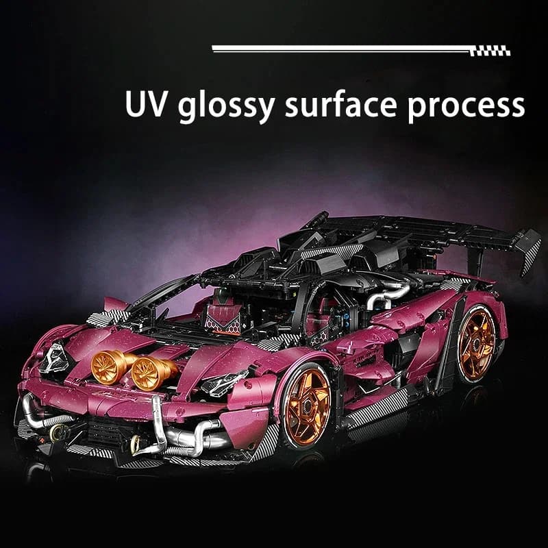 Modellino Supercar 1:8 Viola SVJ, Blocchi da Costruzione MOC 10542, Veicolo da Corsa, Mattoncini High-Tech, Collezione di Giocattoli, Regalo per Bambini e Adulti