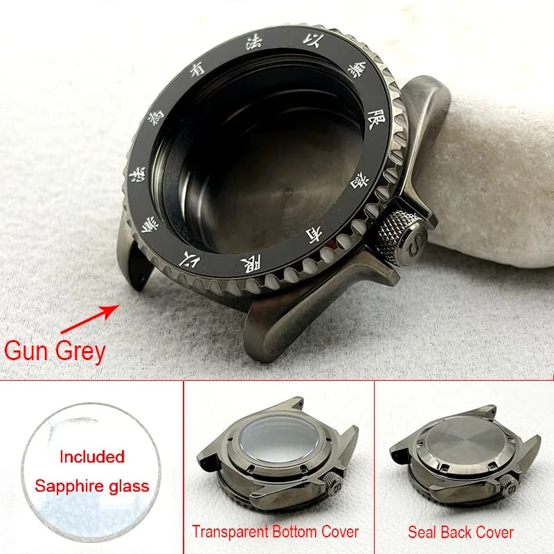 Cassa per Orologio Mod SKX007 SRPD 42mm Grigio Canna di Fucile Compatibile con Movimento Automatico NH35 NH36 7S 4R Impermeabile 20ATM Cassa per Orologio Subacqueo da Uomo Personalizzata