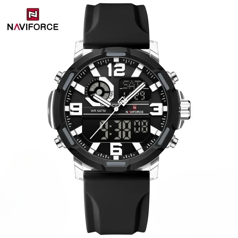 NAVIFORCE NF7130 Nuovo Orologio da Uomo, Impermeabile 5ATM, Display Doppio, Cronografo, Sveglia, Orologio da Polso