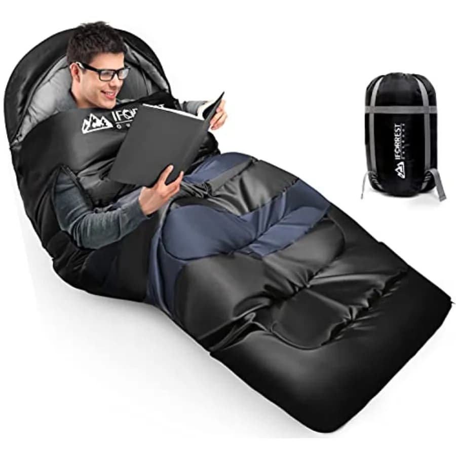 Sacco a Pelo - Letto da Campeggio Monoposto per Climi Freddi per Adulti e Adolescenti - 33/40 pollici - Extra Largo e Caldo