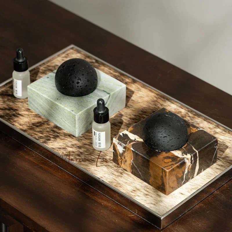 Diffusore di pietra di roccia lavica nera con base in marmo, diffusori di oli essenziali di lusso per uffici domestici, yoga, sauna, SPA