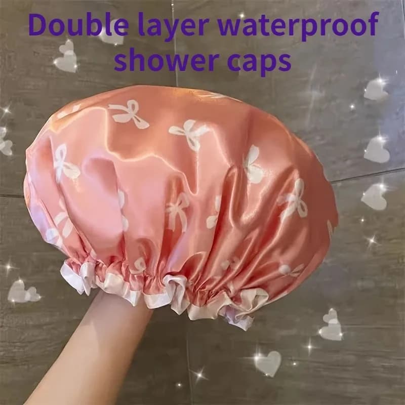 1-6PCS Adult Female For Home Cute Double Thickness Sheet Shower Head Waterproof Hair Head Cover Kitchen Hat Oil Fume Test Hat