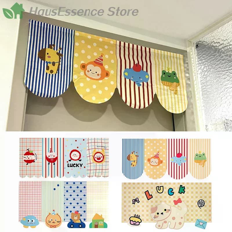 ※Animal Cartoon Door Curtain Self-adhesive Partition Curtains Without Perforations Bedroom Bathroom Living Room