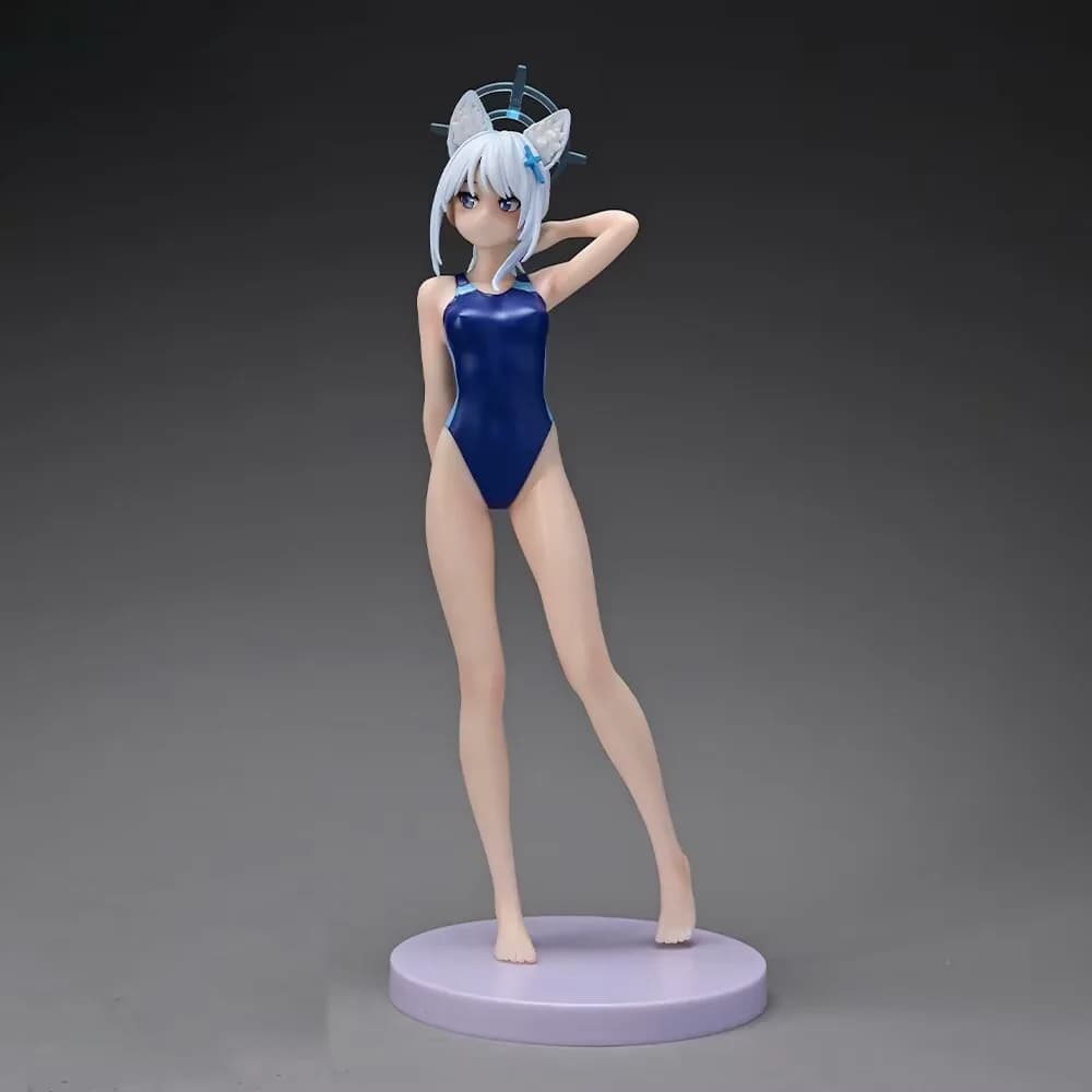 23cm Anime Blue Archive Figures Shiroko Game Toys Swimming Suit Shiroko Sunaokami Figure Doll Cat Ear Figurine Pvc Model Gifts