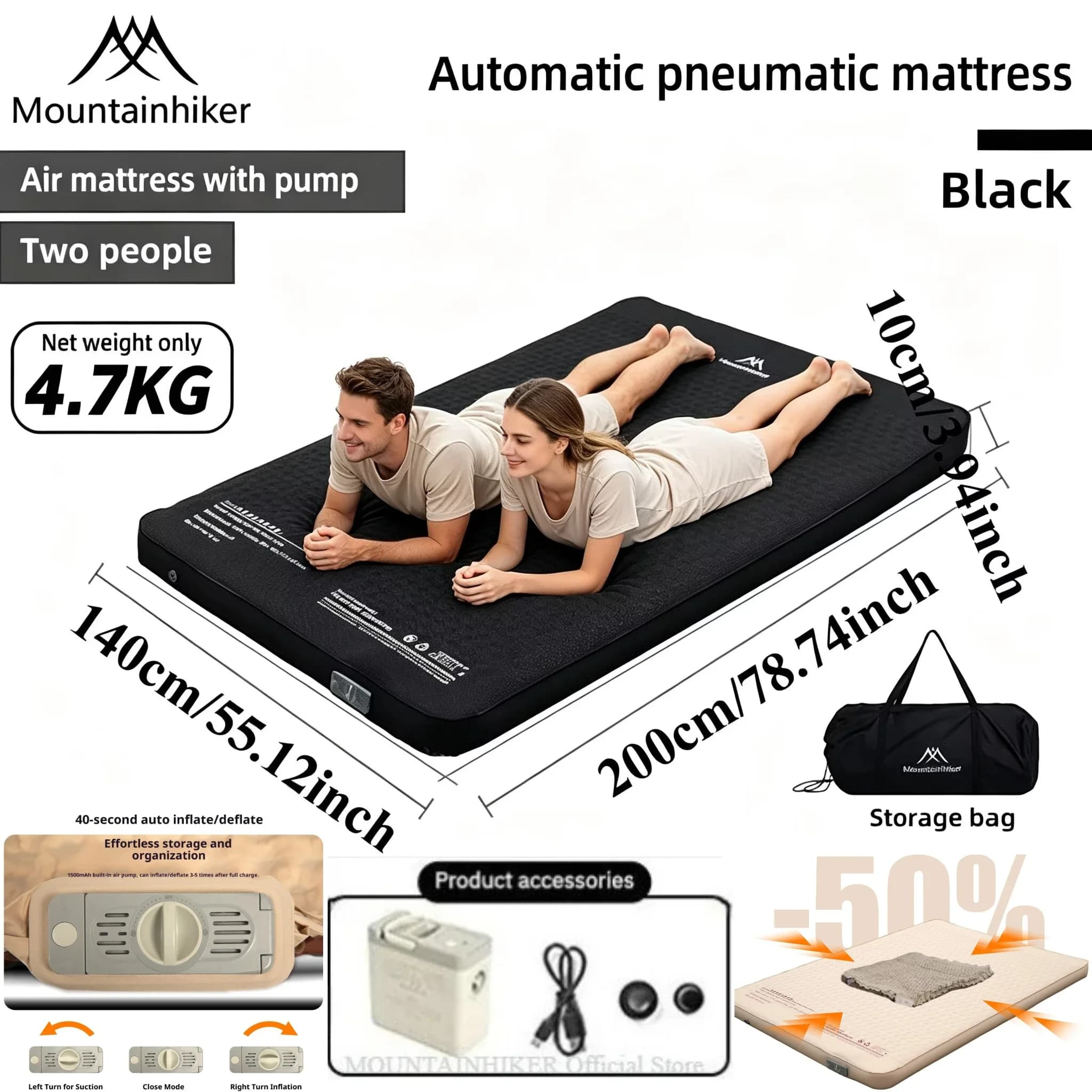 MOUNTAINHIKER Inflatable Mattress Cheese Camp Bed Air Pump Ultralight Cushion Sleeping Pad Mat Splicable Air Bed Sponge Sofa