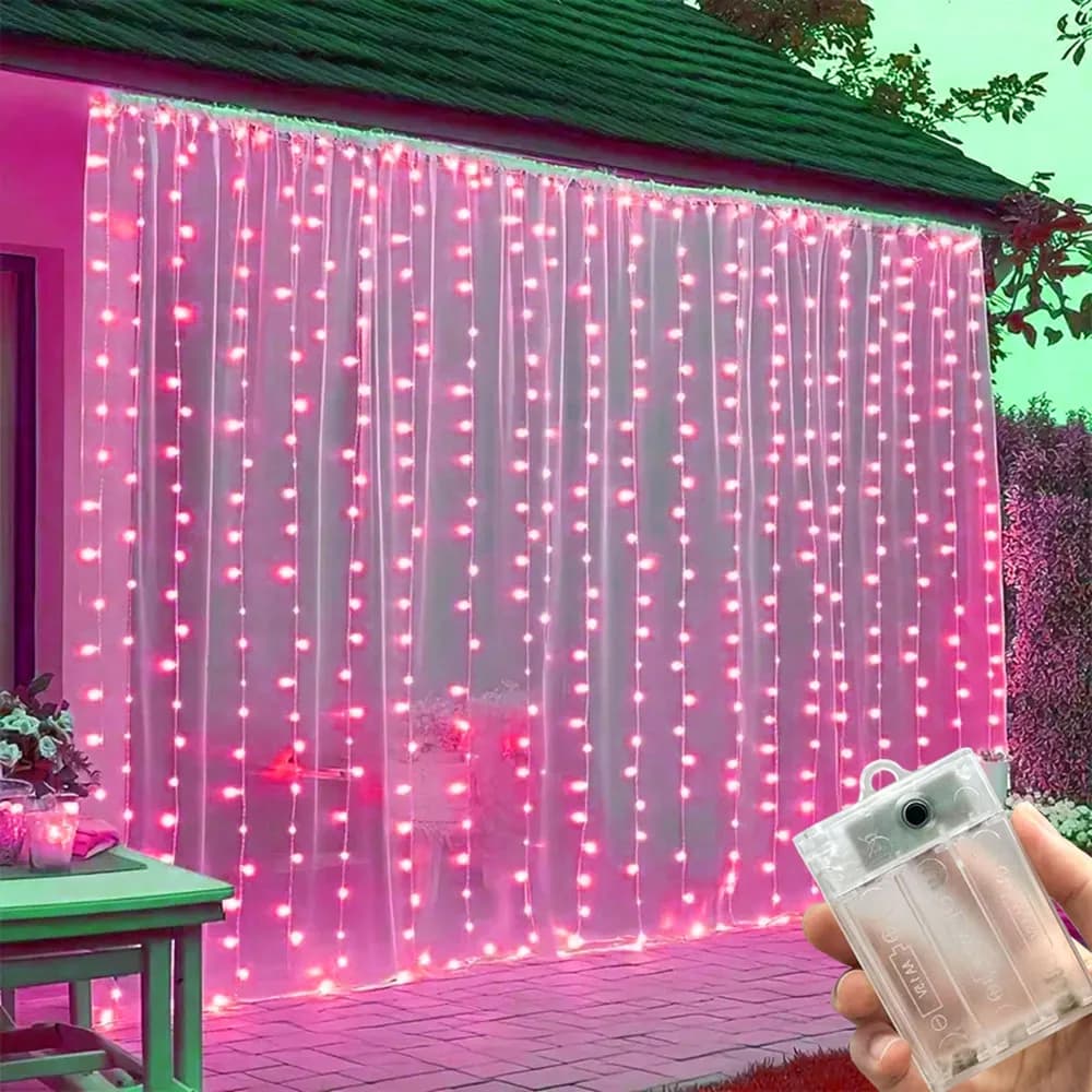 Luci a Tenda 300/600 LED per Decorazioni di Matrimoni, Compleanni, Feste, Alimentate a Batteria, Decorazioni per Casa, Ramadan, Eid Mubarak, San Valentino