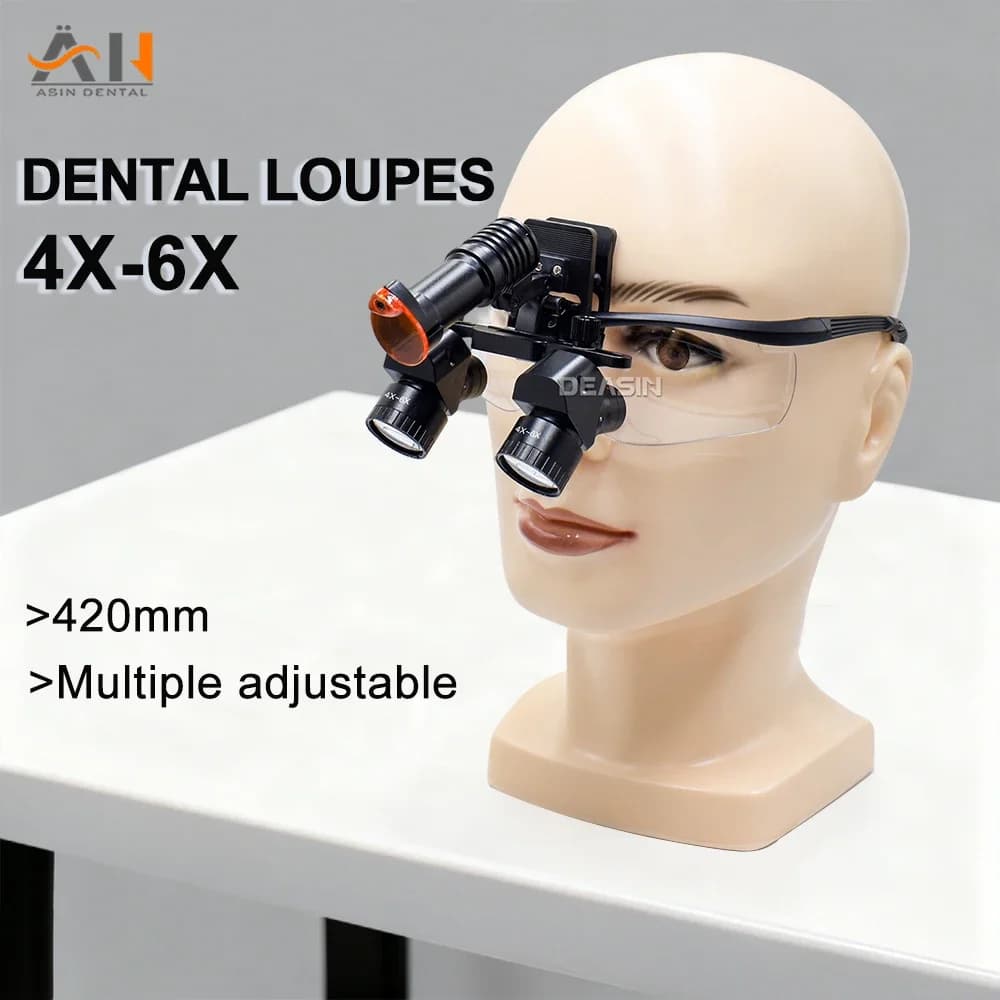 Nuove lenti di ingrandimento dentali ergonomiche regolabili 4x-6x Ergo lente di ingrandimento binoculare con sorgente di alimentazione elettrica wireless leggera da 5 W dentale