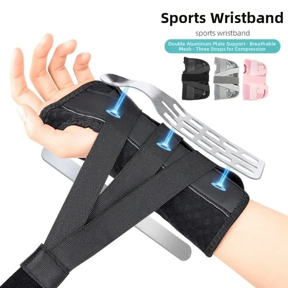 Double Aluminum Plate Support Wrist Fixed Strap Adjustable Pressure Stable Wrist Brace Splint Protector Hand Protect