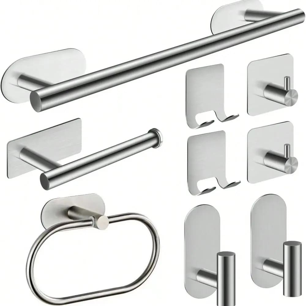 Set di 4 portasciugamani autoadesivi in acciaio inossidabile ispessito, barra portasciugamani, ganci per asciugamani, adatti per bagno, toilette, cucina, ufficio