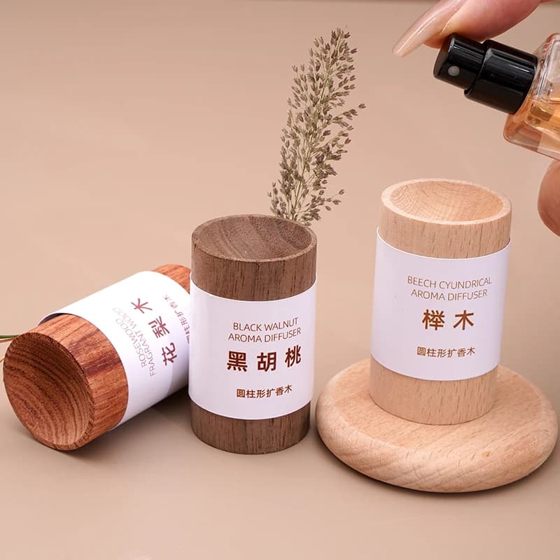 1pc Natural Wooden Essential Oil Aromatherapy Diffuser Refreshing Expanded Fragrant Wood Volatile Aroma Wood Ornament Room Decor