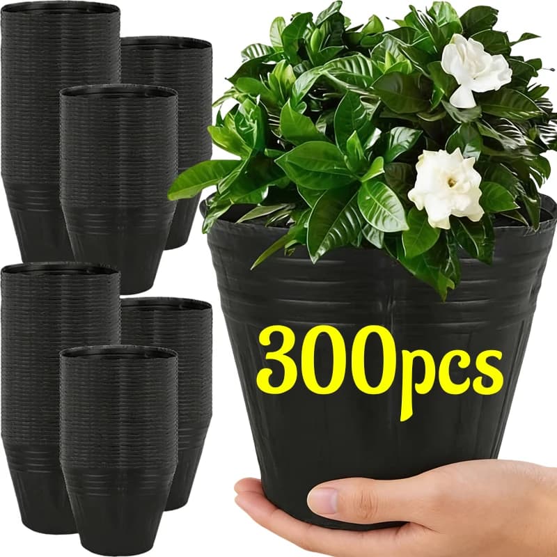 Vasi in Plastica per Piante in 4 Misure, Contenitori per Nutrizione, Coppette per Semina, Scatole Nere per Coltivazione di Piantine
