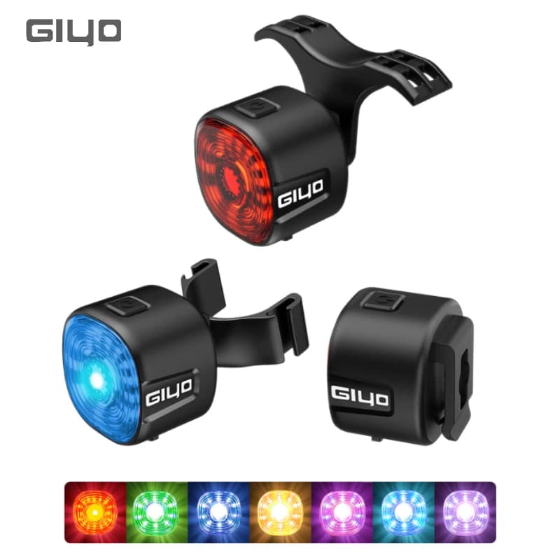GIYO 7 colori ciclismo luce posteriore MTB bici da strada Smart Brake Sensing IP66 impermeabile LED USB carica fanale posteriore lampada Flash per bicicletta