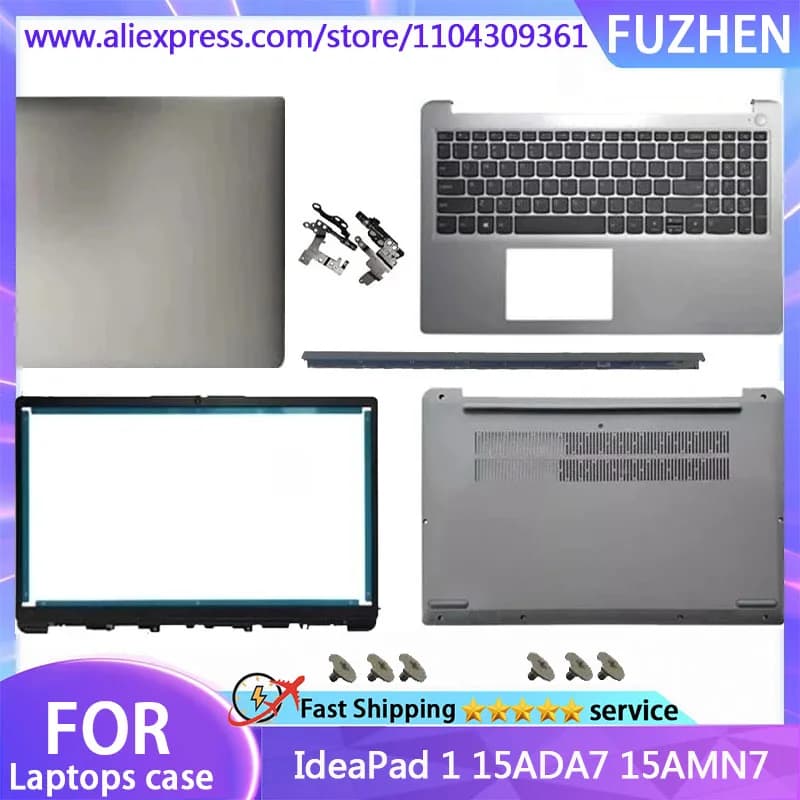 New Cover For IdeaPad 1 15ADA7 15AMN7 2022 LCD Rear Cover/Front Frame/Palm Pad/Bottom Cover hinge Silver