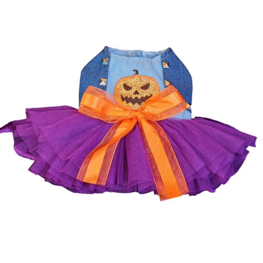 Vestito di Halloween per Cani a Forma di Zucca, Gonna in Pizzo per Chihuahua, Tessuto Comodo e Traspirante, Divertente Abbigliamento per Animali Domestici